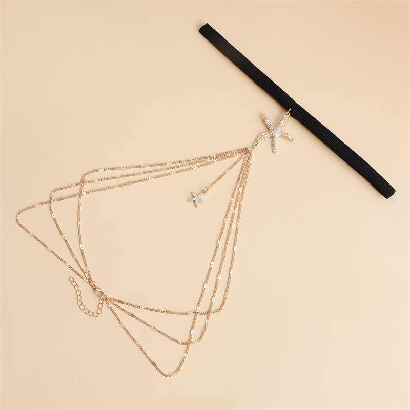 Boho Elastic Band Starfish Pea - Body Jewelry Thigh Chain 评论和价格