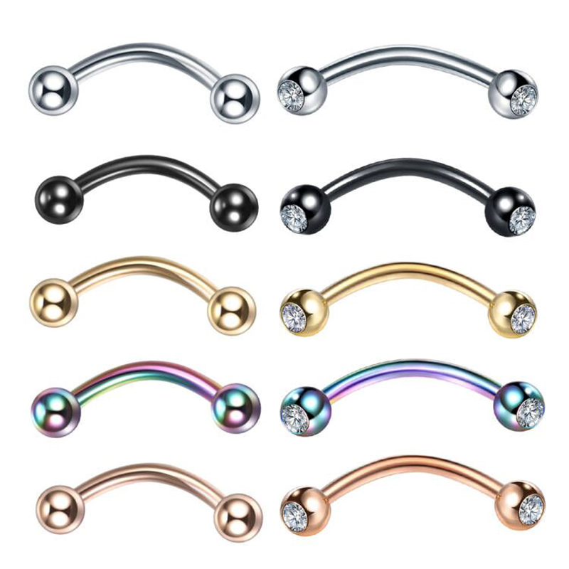 1PC Stainless Steel Crystal Ey - Eyebrow Curved Barbell 评论和价格