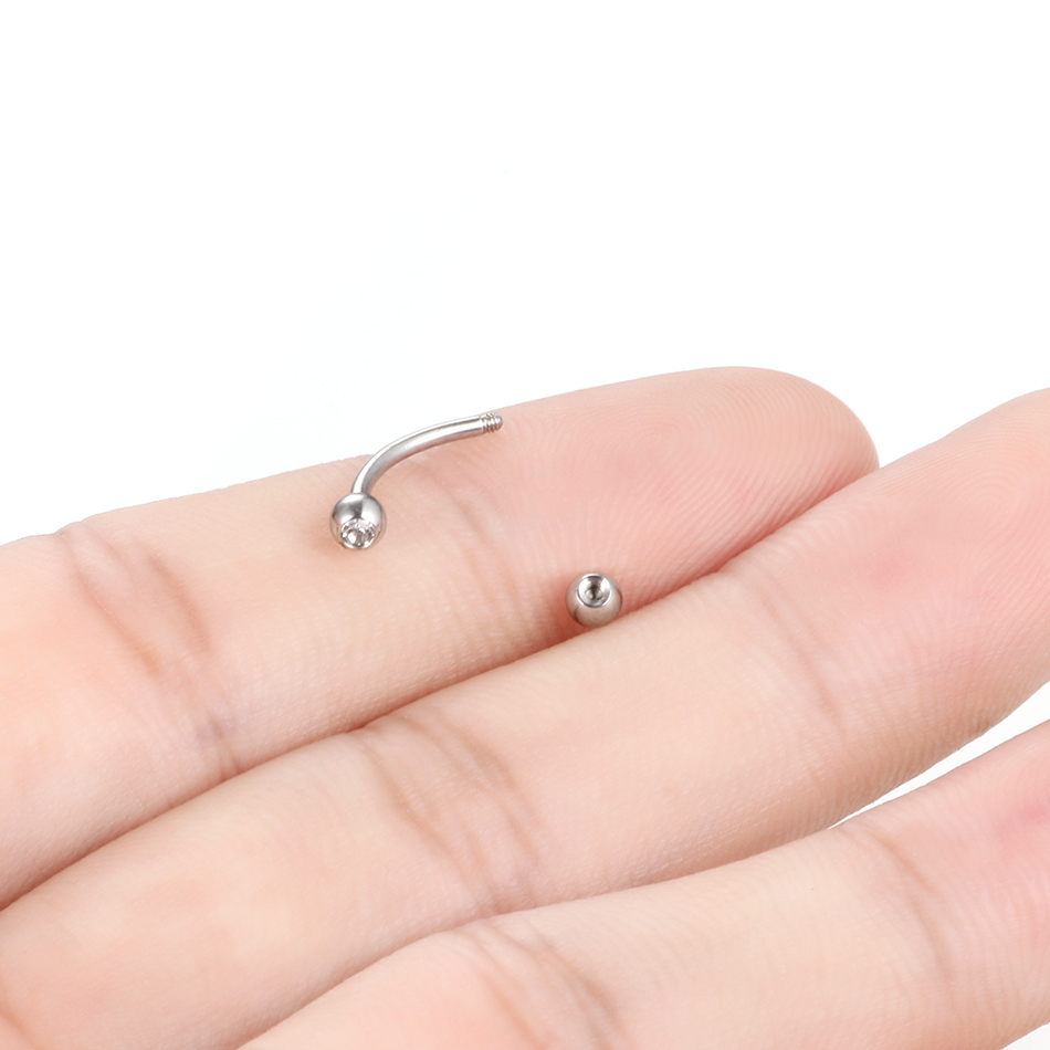 1PC Stainless Steel Crystal Ey - Eyebrow Curved Barbell 评论和价格