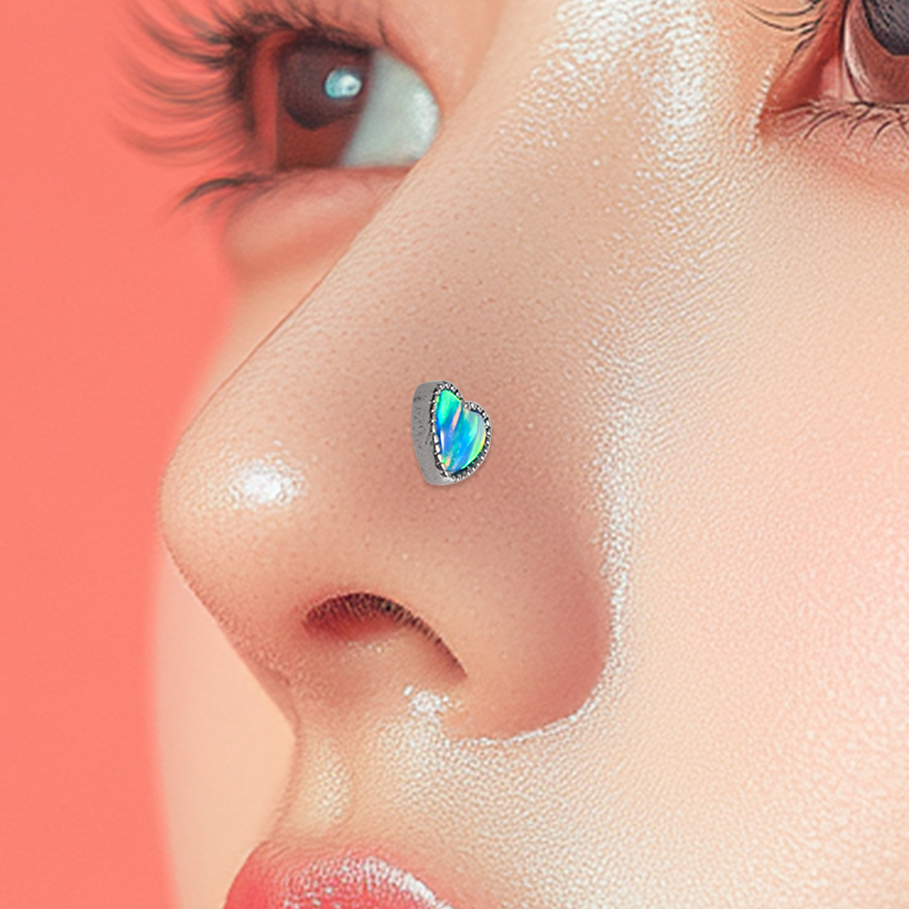 1PC Titanium Opal L Shape Nose - Body Jewelry Threadless 评论和价格