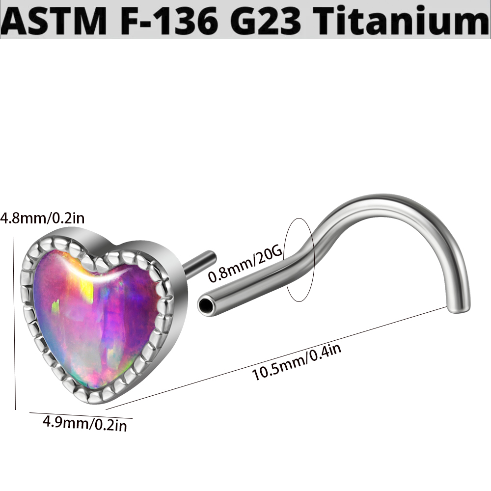 1PC Titanium Opal L Shape Nose - Body Jewelry Threadless 评论和价格