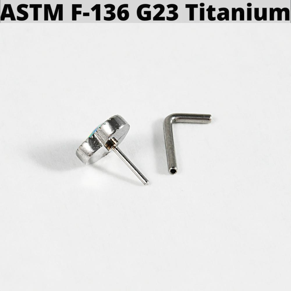 1PC Titanium Opal L Shape Nose - Body Jewelry Threadless 评论和价格