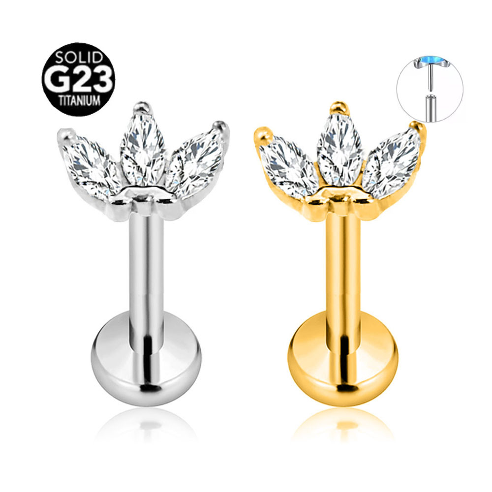 ASTM F136 G23 Titanium Flower  - Body Jewelry Threadless 评论和价格