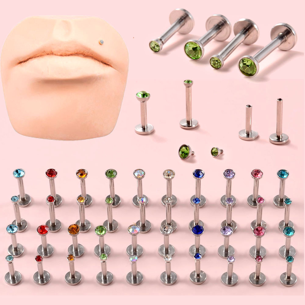 4PCS CZ Gem Labret 316L Surgic - Body Jewelry Internally Threaded 评论和价格