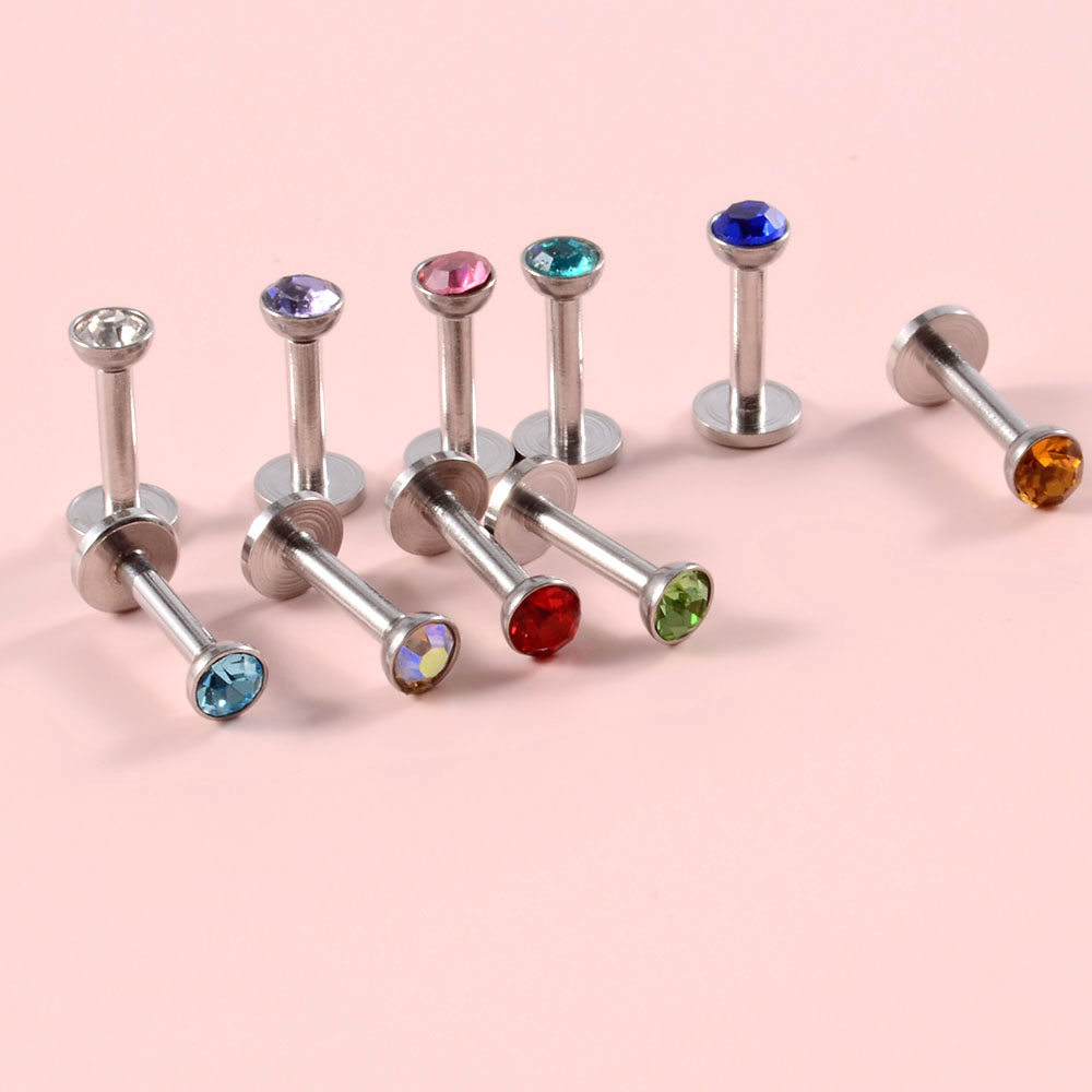 4PCS CZ Gem Labret 316L Surgic - Body Jewelry Internally Threaded 评论和价格