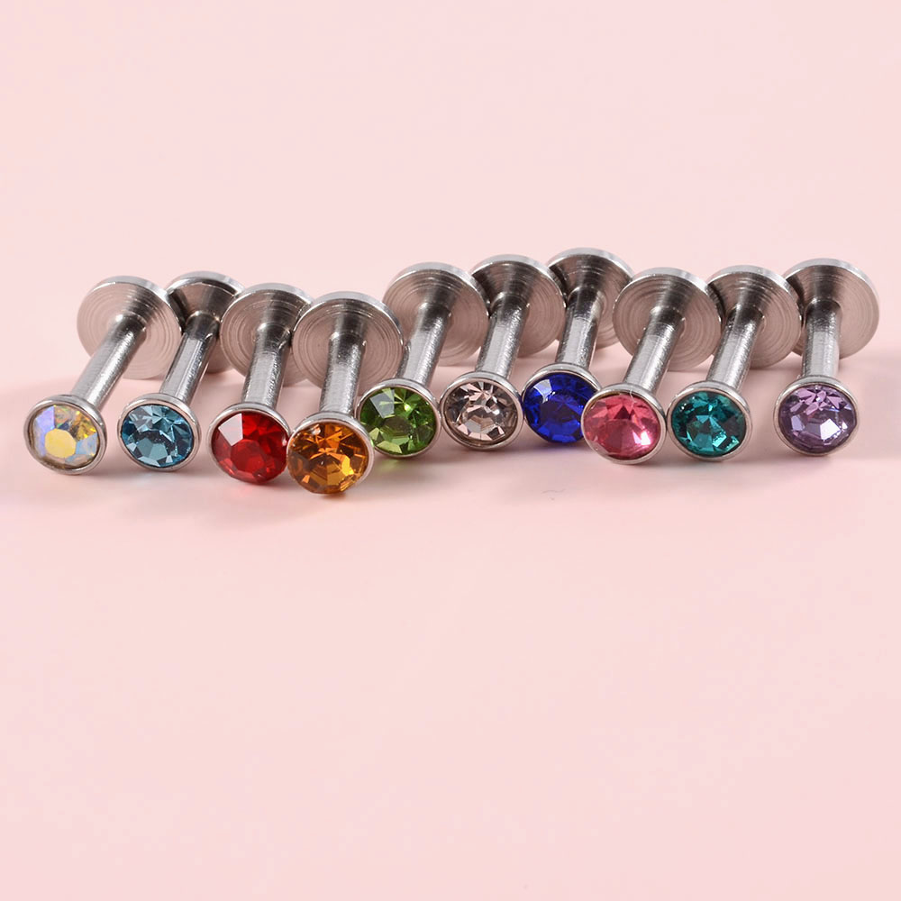 4PCS CZ Gem Labret 316L Surgic - Body Jewelry Internally Threaded 评论和价格