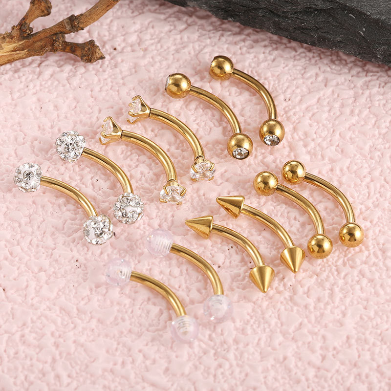 12-piece Set Stainless Steel P - Eyebrow Curved Barbell 评论和价格