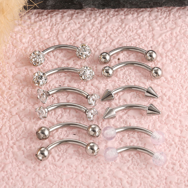12-piece Set Stainless Steel P - Eyebrow Curved Barbell 评论和价格