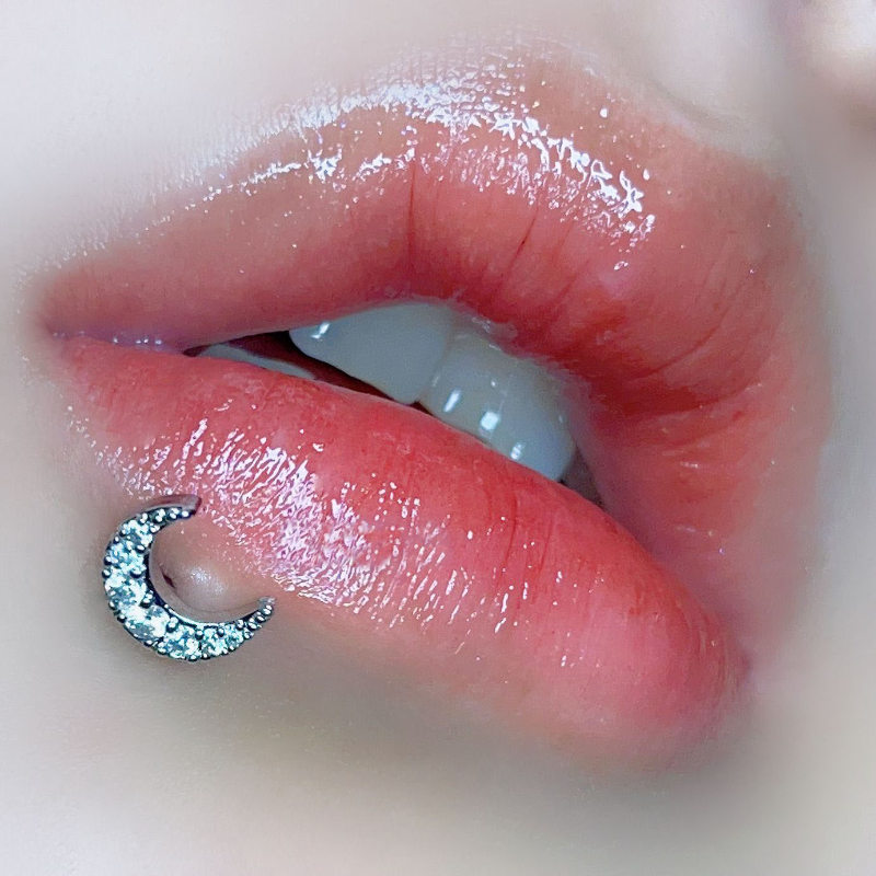 1PC CZ Zirconia Moon Labret Pi - Body Jewelry Vertical Labret 评论和价格
