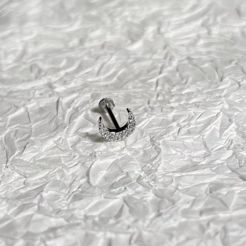 1PC CZ Zirconia Moon Labret Pi - Body Jewelry Vertical Labret 评论和价格