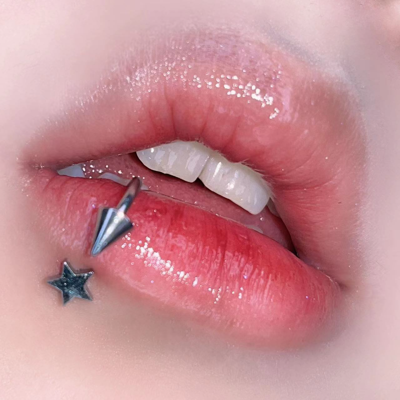 1PC Five-pointed Star Lip Pier - Body Jewelry Vertical Labret 评论和价格