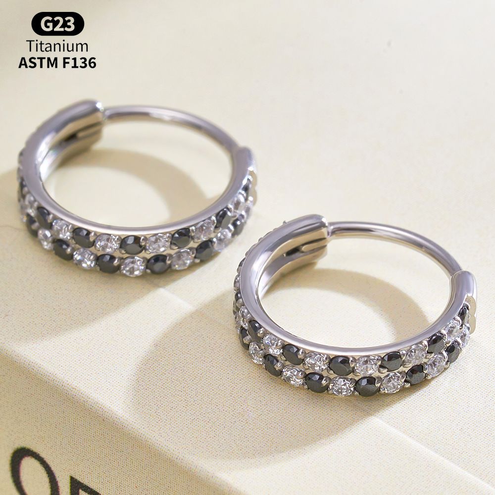 Titanium CZ Hinged Clicker Rin - Body Jewelry Vertical Labret 评论和价格