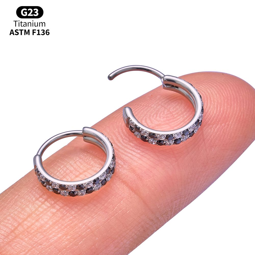 Titanium CZ Hinged Clicker Rin - Body Jewelry Vertical Labret 评论和价格