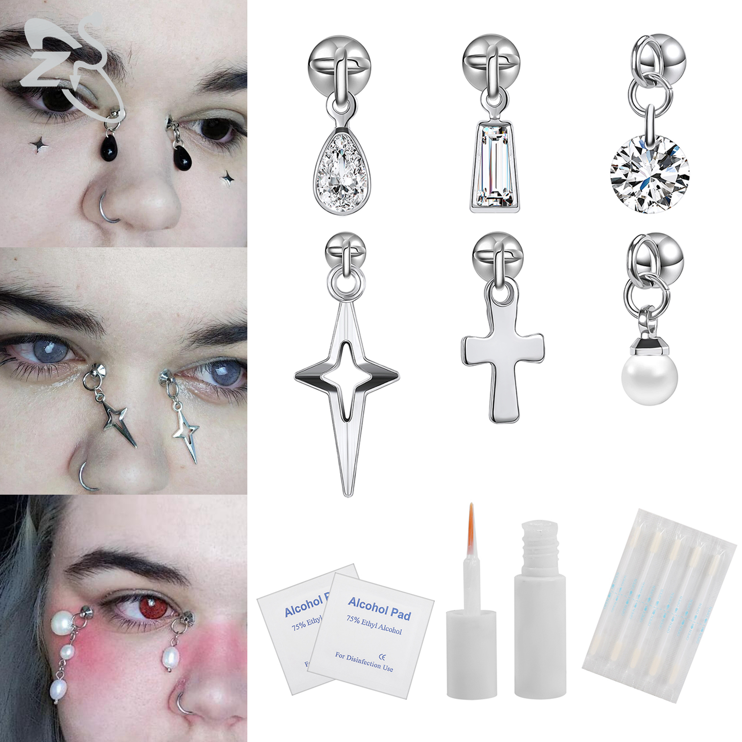 ZS 1 Set Fake Eyebrow Ring Men - Body Jewelry Eyebrow 评论和价格