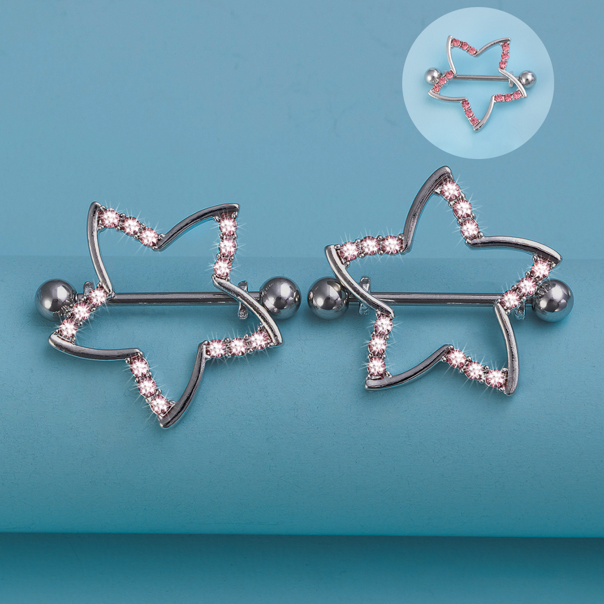 2pcs Nipple Ring Barbell Rhine - Body Jewelry Nipple Rings 评论和价格