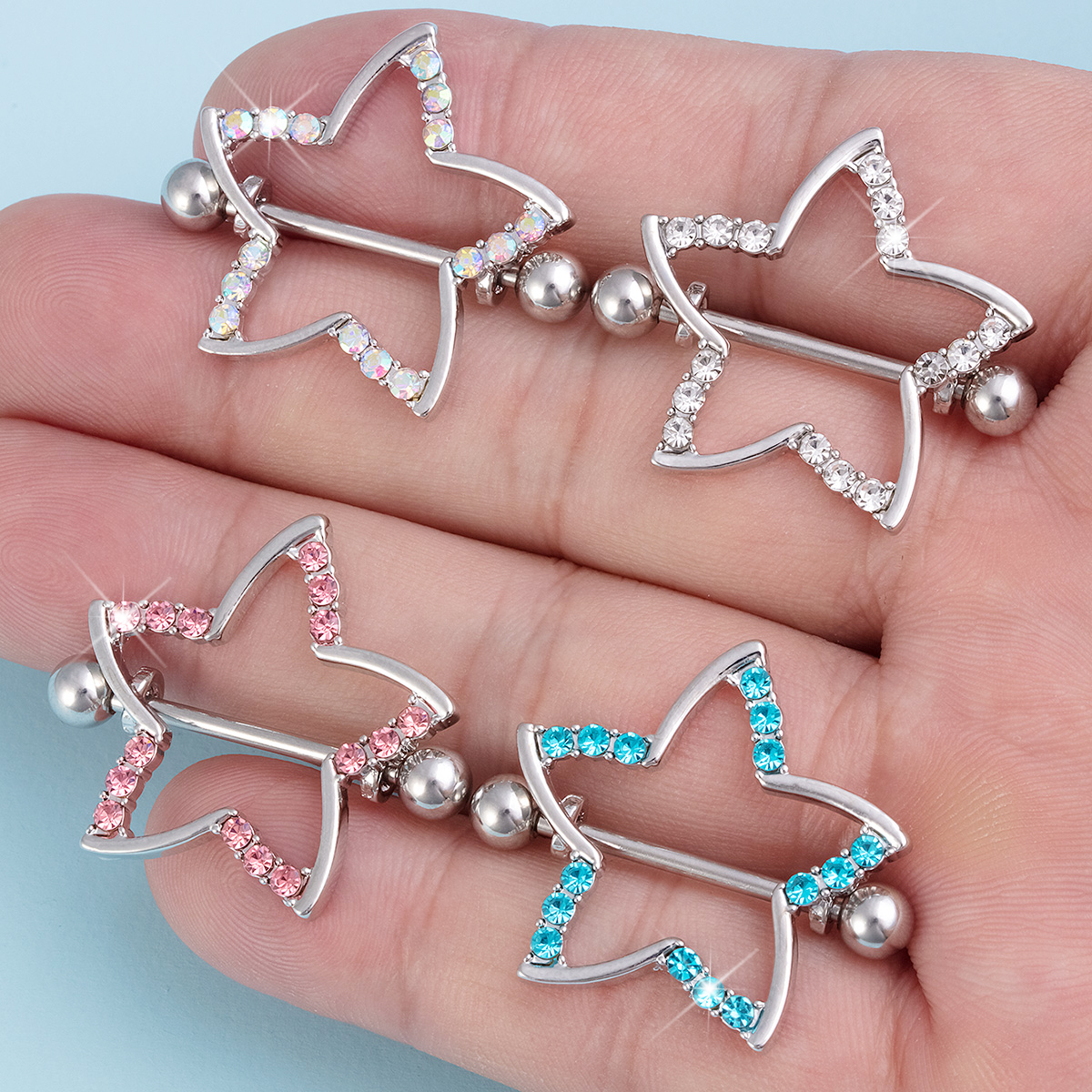 2pcs Nipple Ring Barbell Rhine - Body Jewelry Nipple Rings 评论和价格