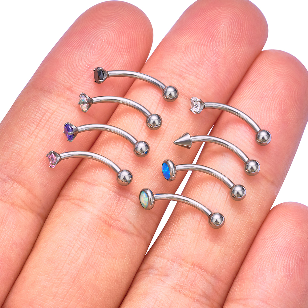 1/5PCS ASTM F136 Titanium Inte - Eyebrow Curved Barbell 评论和价格