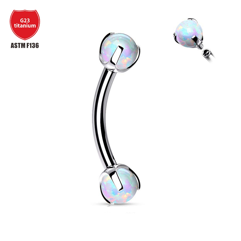 F136 Titanium Opal Eyebrow Pie - Eyebrow Curved Barbell 评论和价格