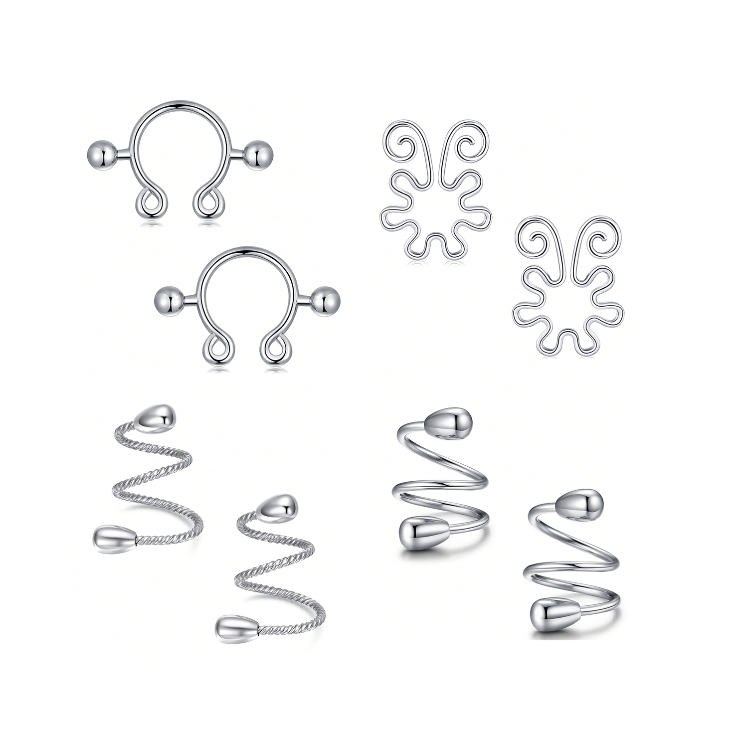 8Pcs Stainless Fake Nipple Rin - Body Jewelry Nipple Rings 评论和价格