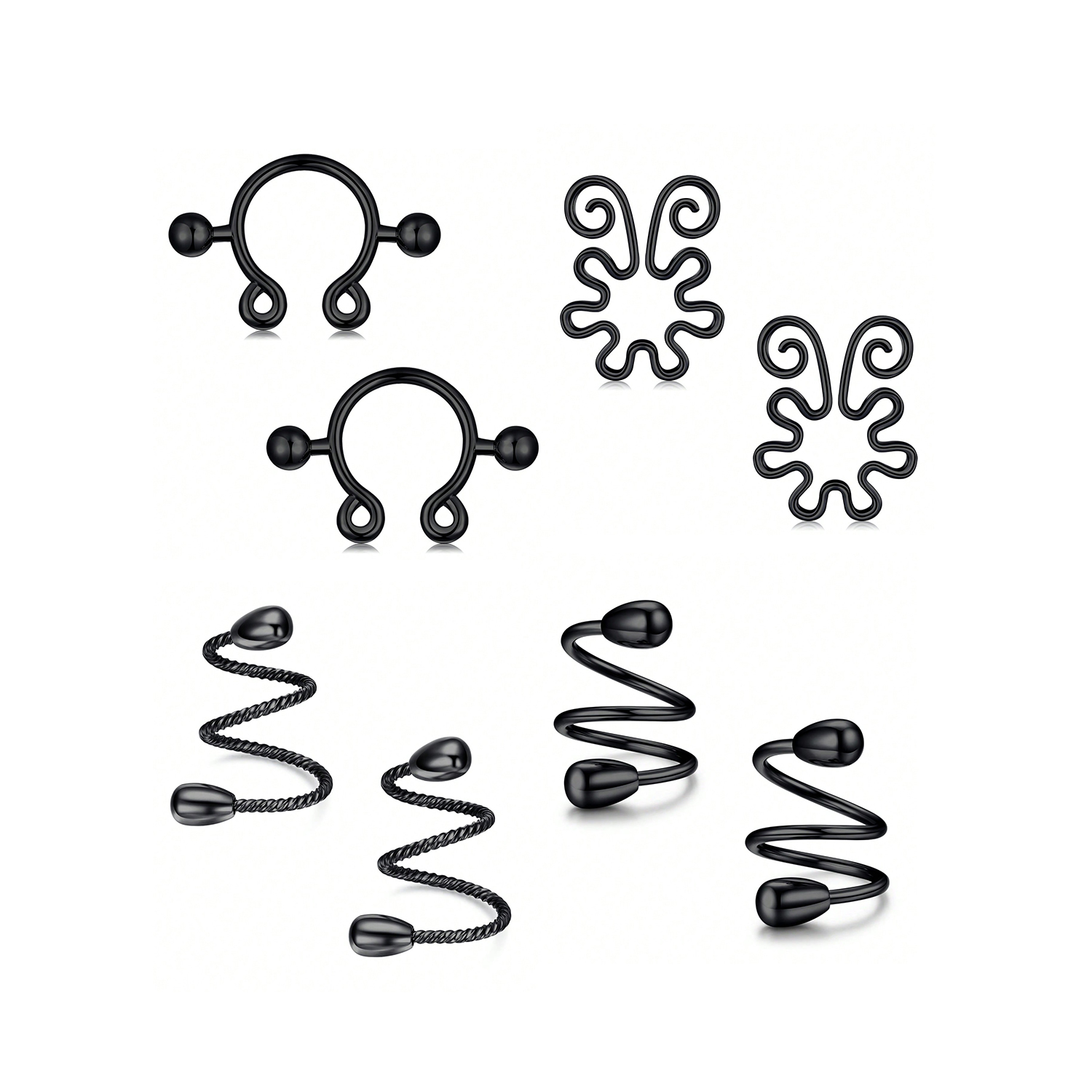 8Pcs Stainless Fake Nipple Rin - Body Jewelry Nipple Rings 评论和价格