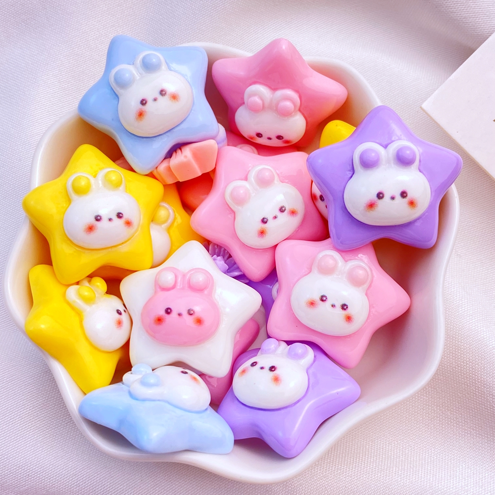 10Pcs New Cute Resin 22mm Cart - Star Flat Back 评论和价格