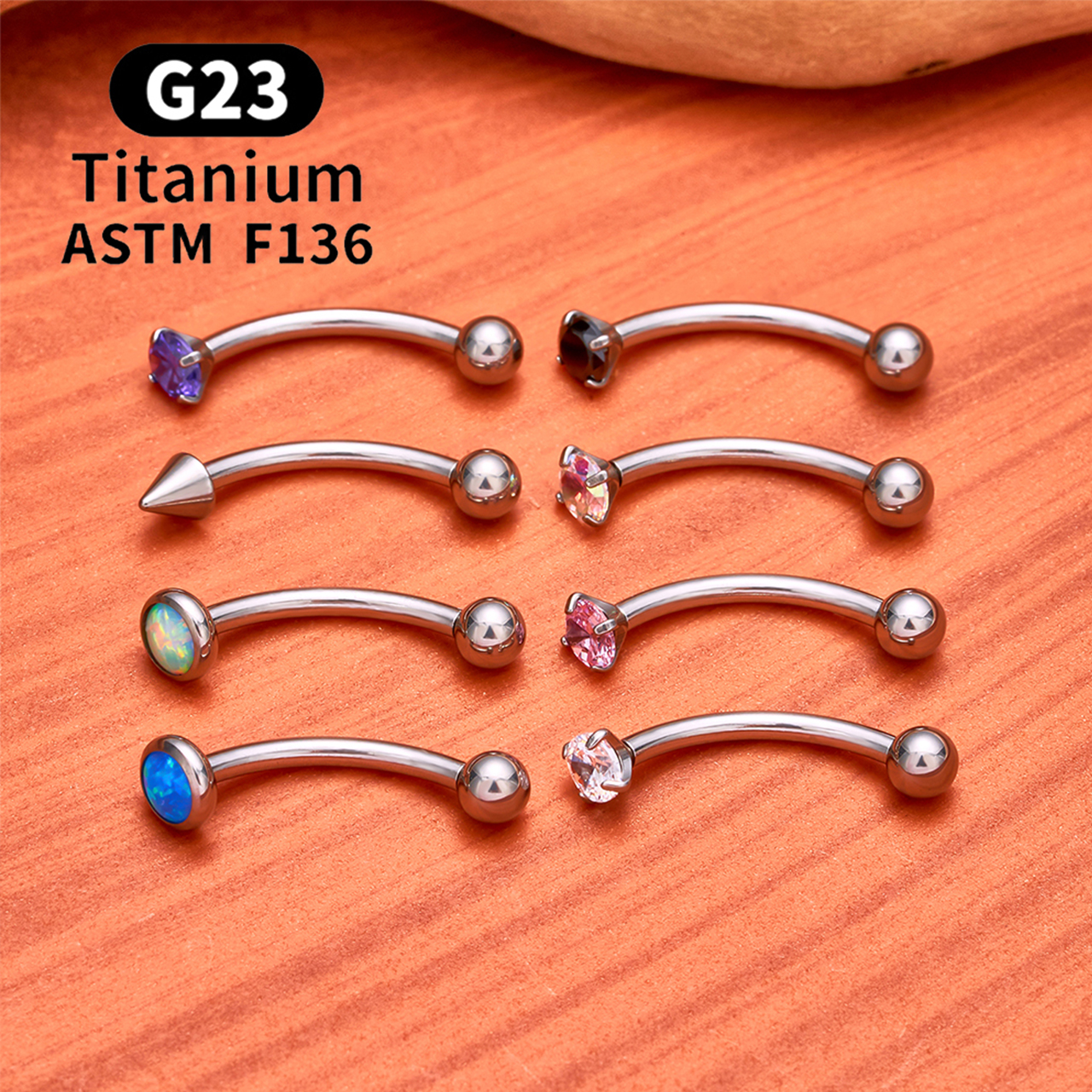 ASTM F136 Titanium Hexagram Ro - Eyebrow Curved Barbell 评论和价格