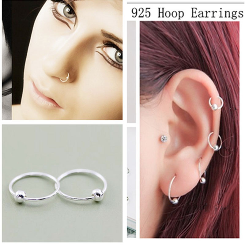 925 silver nose ring navel rin - Body Jewelry Eyebrow 评论和价格