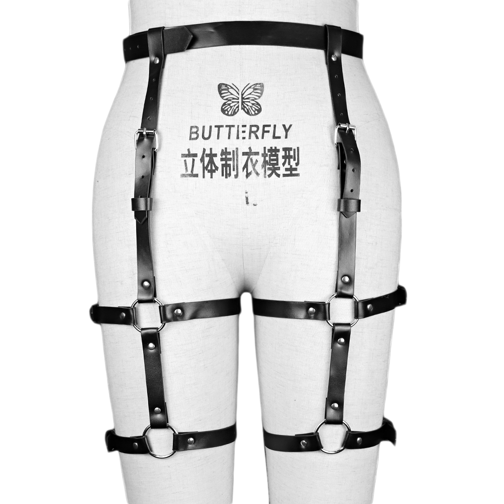 Punk Leather Thigh Harness Bel - Body Jewelry Thigh Chain 评论和价格