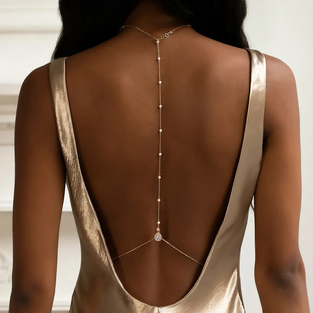 Fashion Bridal Back Chain Jewe - Body Jewelry Dress 评论和价格