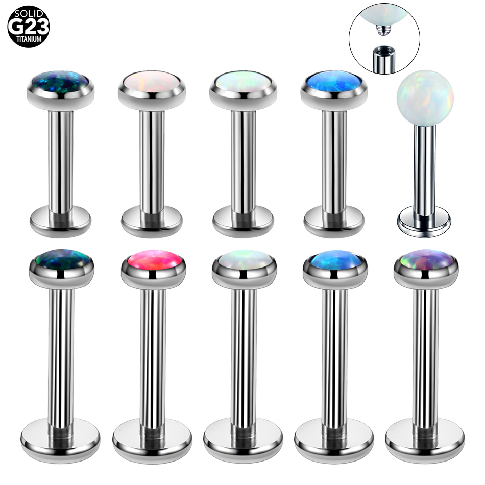 1PC Titanium Opal Labret Lip R - Body Jewelry Internally Threaded 评论和价格