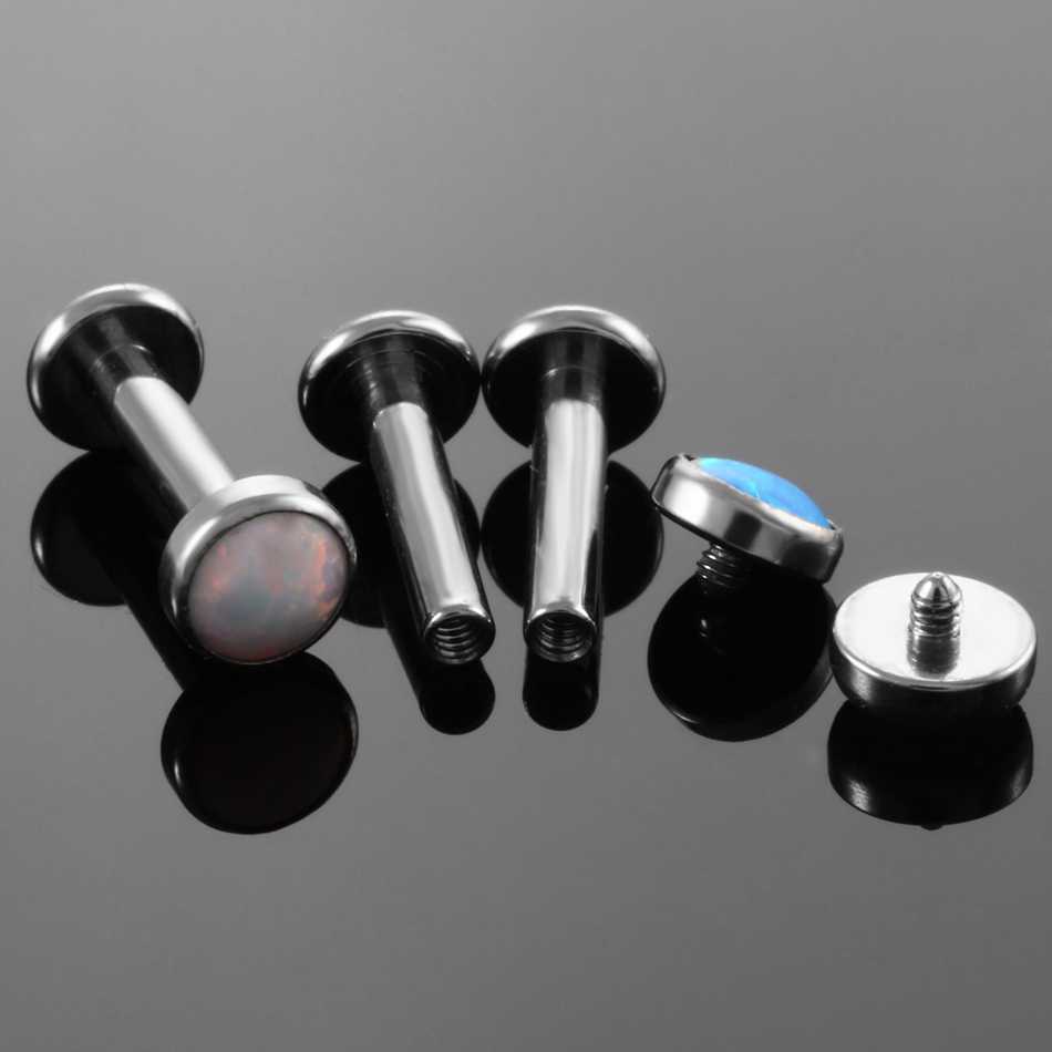 1PC Titanium Opal Labret Lip R - Body Jewelry Internally Threaded 评论和价格