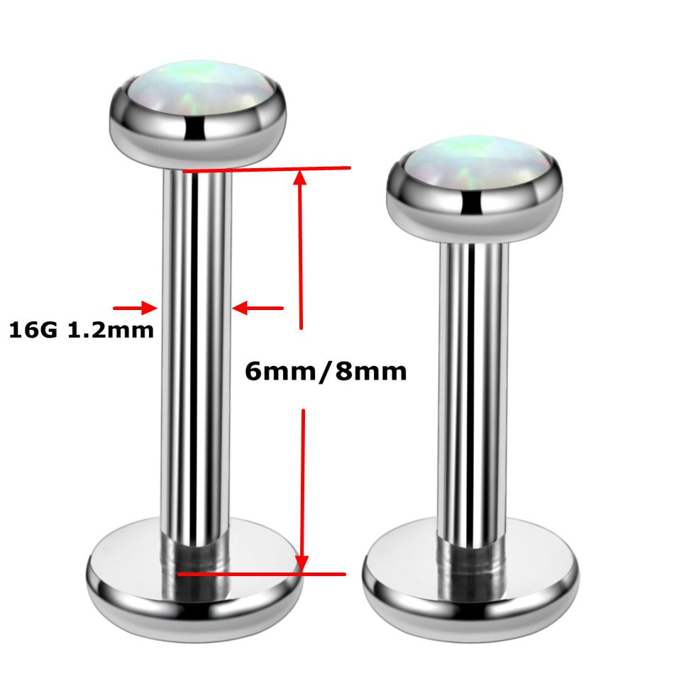 1PC Titanium Opal Labret Lip R - Body Jewelry Internally Threaded 评论和价格